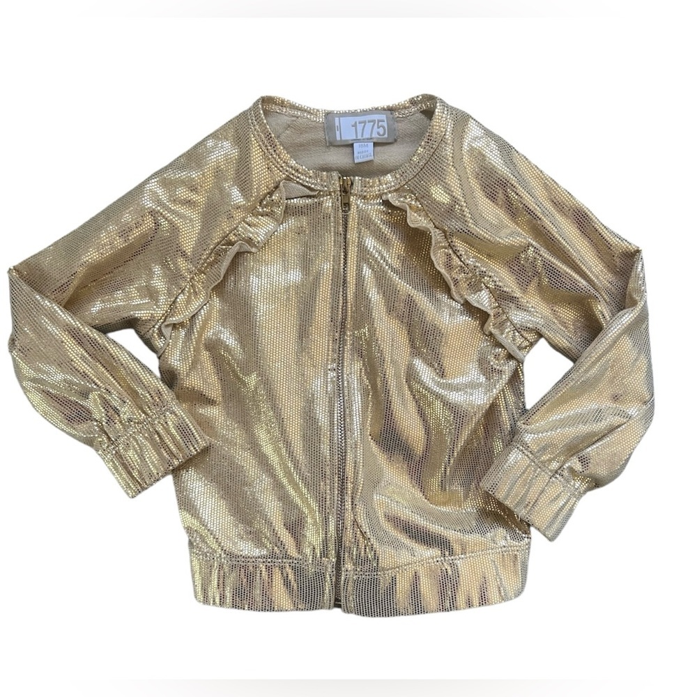 1775 Toddler Girls Metallic Gold Ruffle Jacket | 18M